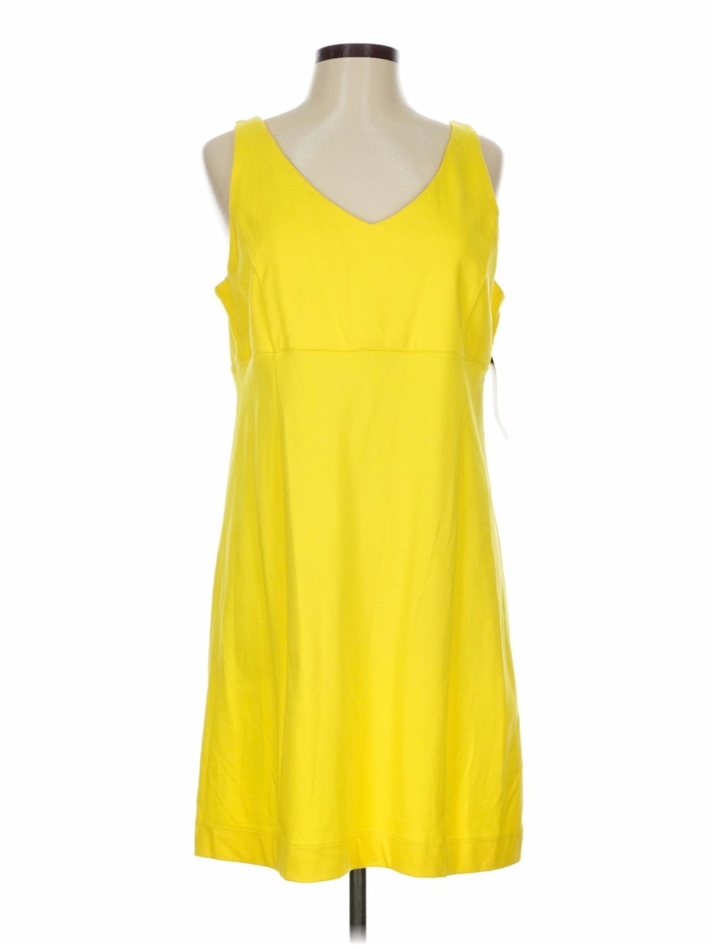 Women Dress New York & Company‎ Bright Yellow V-Neck Sleeveless Mini